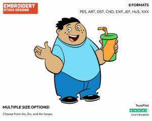 Wade Holding A Softdrink - Kim Possible - TV Shows - Disney Embroidery Design in 3 sizes & 8 formats