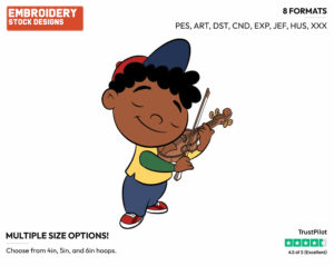 Quincy Playing The Violin - Little Einsteins - TV Shows - Disney Embroidery Design in 3 sizes & 8 formats
