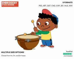 Quincy Beating Drum - Little Einsteins - TV Shows - Disney Embroidery Design in 3 sizes & 8 formats