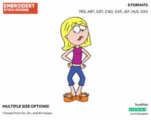 Lizzie With Her Hands On Her Hips - Lizzie Mcguire - TV Shows - Disney Embroidery Design in 3 sizes & 8 formats