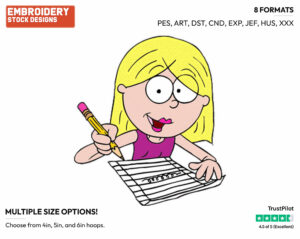Lizzie Writing - Lizzie Mcguire - TV Shows - Disney Embroidery Design in 3 sizes & 8 formats