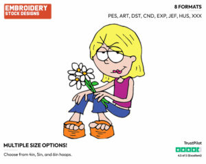Lizzie Holding A Flower - Lizzie Mcguire - TV Shows - Disney Embroidery Design in 3 sizes & 8 formats