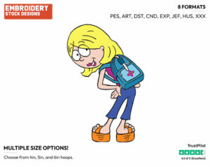 Lizzie Wearing Backpack - Lizzie Mcguire - TV Shows - Disney Embroidery Design in 3 sizes & 8 formats