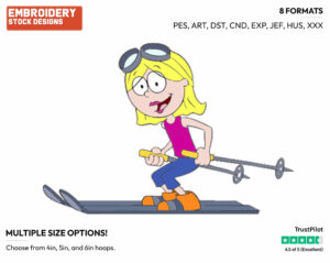 Lizzie Skiing - Lizzie Mcguire - TV Shows - Disney Embroidery Design in 3 sizes & 8 formats