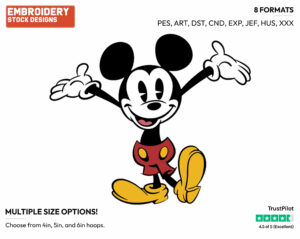 Mickey Mouse - Mickey Mouse - Classic TV - TV Shows - Disney Embroidery Design in 3 sizes & 8 formats