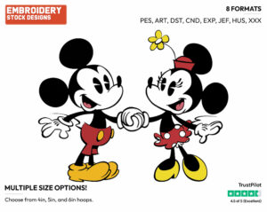 Mickey, Minnie Mouse - Mickey Mouse - Classic TV - TV Shows - Disney Embroidery Design in 3 sizes & 8 formats
