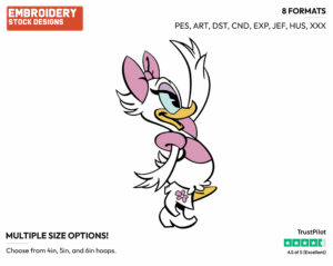 Daisy Duck Waving - Mickey Mouse - Classic TV - TV Shows - Disney Embroidery Design in 3 sizes & 8 formats