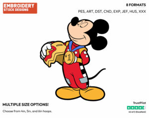 Mickey Mouse Wearing Gold Medal - Mickey and the Roadster Racers - TV Shows - Disney Embroidery Design in 3 sizes & 8 formats