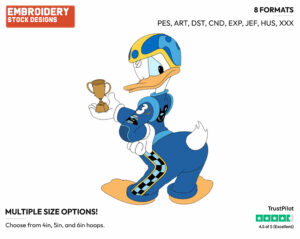 Donald Duck - Mickey and the Roadster Racers - TV Shows - Disney Embroidery Design in 3 sizes & 8 formats