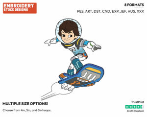 Miles On Blastboard - Miles from Tomorrowland - TV Shows - Disney Embroidery Design in 3 sizes & 8 formats