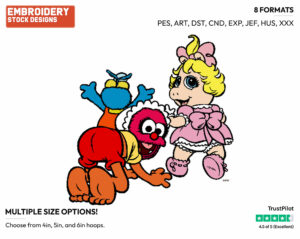 Baby Gonzo, Animal, Miss Piggy - Muppet Babies - Classic - TV Shows - Disney Embroidery Design in 3 sizes & 8 formats