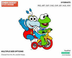 Baby Gonzo, Kermit - Muppet Babies - Classic - TV Shows - Disney Embroidery Design in 3 sizes & 8 formats