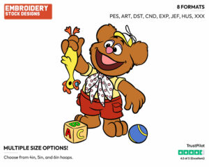 Fozzie, Rubber Chicken - Muppet Babies - Modern - TV Shows - Disney Embroidery Design in 3 sizes & 8 formats