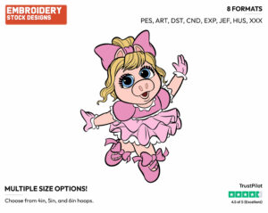 Ballerina Piggy - Muppet Babies - Modern - TV Shows - Disney Embroidery Design in 3 sizes & 8 formats