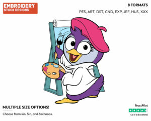 Summer Penguin Show And Tell Painting - Muppet Babies - Modern - TV Shows - Disney Embroidery Design in 3 sizes & 8 formats