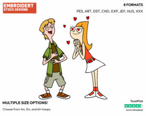 Jeremy, Candace - Phineas and Ferb - TV Shows - Disney Embroidery Design in 3 sizes & 8 formats