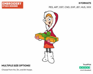 Candace Holding Christmas Present - Phineas and Ferb - TV Shows - Disney Embroidery Design in 3 sizes & 8 formats