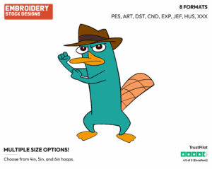 Perry - Phineas and Ferb - TV Shows - Disney Embroidery Design in 3 sizes & 8 formats