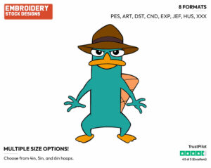 Perry - Phineas and Ferb - TV Shows - Disney Embroidery Design in 3 sizes & 8 formats