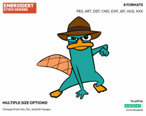Perry - Phineas and Ferb - TV Shows - Disney Embroidery Design in 3 sizes & 8 formats