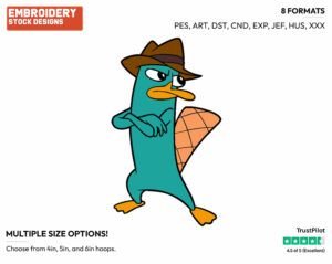 Perry - Phineas and Ferb - TV Shows - Disney Embroidery Design in 3 sizes & 8 formats