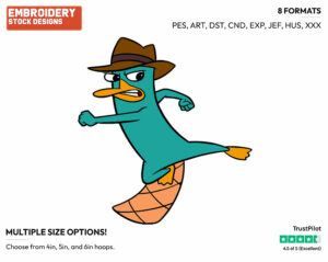 Perry - Phineas and Ferb - TV Shows - Disney Embroidery Design in 3 sizes & 8 formats