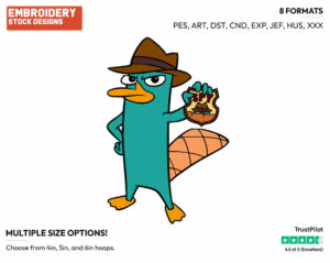 Perry - Phineas and Ferb - TV Shows - Disney Embroidery Design in 3 sizes & 8 formats