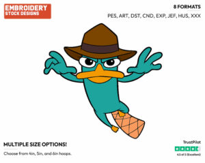 Perry - Phineas and Ferb - TV Shows - Disney Embroidery Design in 3 sizes & 8 formats