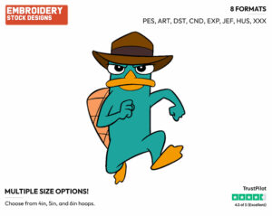 Perry - Phineas and Ferb - TV Shows - Disney Embroidery Design in 3 sizes & 8 formats