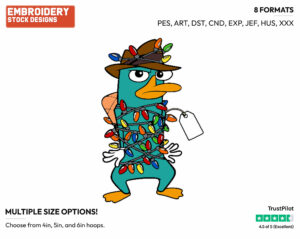 Perry Tied Up In Christmas Lights - Phineas and Ferb - TV Shows - Disney Embroidery Design in 3 sizes & 8 formats