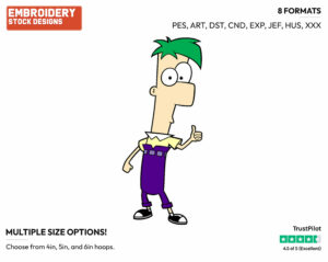 Ferb - Phineas and Ferb - TV Shows - Disney Embroidery Design in 3 sizes & 8 formats