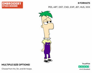 Ferb - Phineas and Ferb - TV Shows - Disney Embroidery Design in 3 sizes & 8 formats