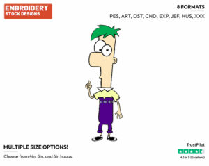 Ferb - Phineas and Ferb - TV Shows - Disney Embroidery Design in 3 sizes & 8 formats