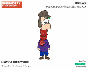 Ferb Wearing Scarf - Phineas and Ferb - TV Shows - Disney Embroidery Design in 3 sizes & 8 formats