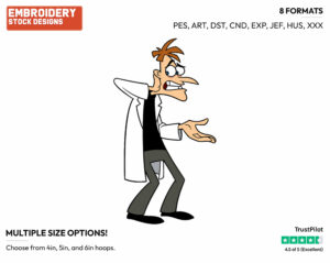 Dr. Doofenshmirtz - Phineas and Ferb - TV Shows - Disney Embroidery Design in 3 sizes & 8 formats
