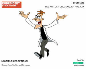 Doofenshmirtz - Phineas and Ferb - TV Shows - Disney Embroidery Design in 3 sizes & 8 formats