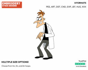 Doofenshmirtz - Phineas and Ferb - TV Shows - Disney Embroidery Design in 3 sizes & 8 formats