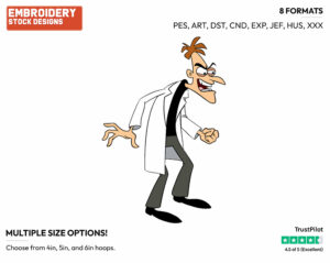 Doofenshmirtz - Phineas and Ferb - TV Shows - Disney Embroidery Design in 3 sizes & 8 formats
