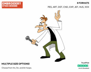 Doofenshmirtz - Phineas and Ferb - TV Shows - Disney Embroidery Design in 3 sizes & 8 formats