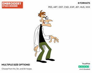 Doofenshmirtz - Phineas and Ferb - TV Shows - Disney Embroidery Design in 3 sizes & 8 formats