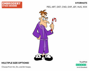 Doofenshmirtz, Candy Cane - Phineas and Ferb - TV Shows - Disney Embroidery Design in 3 sizes & 8 formats
