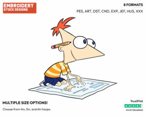 Phineas - Phineas and Ferb - TV Shows - Disney Embroidery Design in 3 sizes & 8 formats
