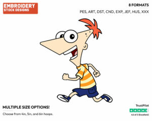 Phineas - Phineas and Ferb - TV Shows - Disney Embroidery Design in 3 sizes & 8 formats