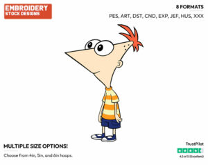 Phineas - Phineas and Ferb - TV Shows - Disney Embroidery Design in 3 sizes & 8 formats