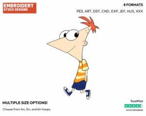 Phineas - Phineas and Ferb - TV Shows - Disney Embroidery Design in 3 sizes & 8 formats
