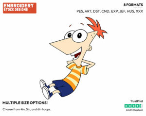 Phineas - Phineas and Ferb - TV Shows - Disney Embroidery Design in 3 sizes & 8 formats