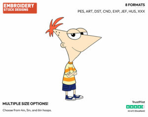 Phineas - Phineas and Ferb - TV Shows - Disney Embroidery Design in 3 sizes & 8 formats