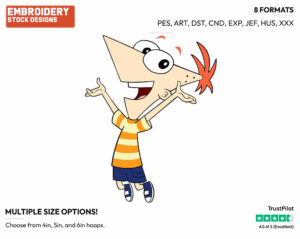 Phineas - Phineas and Ferb - TV Shows - Disney Embroidery Design in 3 sizes & 8 formats