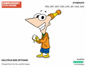Phineas Making A Snowball - Phineas and Ferb - TV Shows - Disney Embroidery Design in 3 sizes & 8 formats