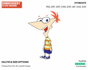 Phineas - Phineas and Ferb - TV Shows - Disney Embroidery Design in 3 sizes & 8 formats